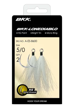 BKK Lone Diablo BT White Bucktail Zeevis Haak (2 Stuks)