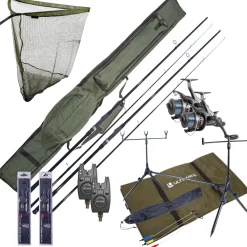 Complete Ultimate Karper Set met hengels, vrijloopmolens, rodpod, beetmelders en end-tackle!