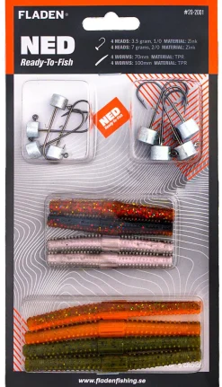 Fladen Ned Ready To Fish Haak + Worm (8 Stuks)