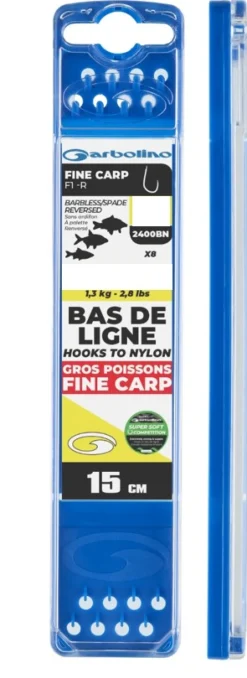 Garbolino Competition Hooks To Nylon - Fine Carp F1-R Onderlijn 15cm (8 Stuks)