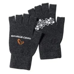 Savage Gear Knitted Half Finger Glove Dark Grey Melange