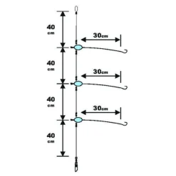 Sunset BDL Boat RS Competition Special Chinu Fluorocarbon Rig 160cm + 3x 30cm